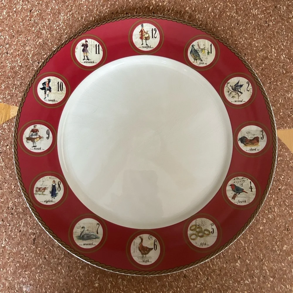 WILLIAMS SONOMA 12 DAY OF CHRISTMAS DINNER PLATE 12”. EUC